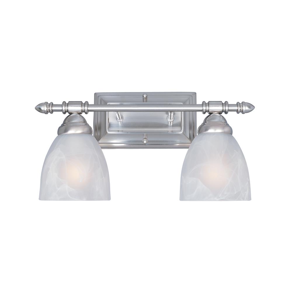 Designers Fountain 94002-SP 2 Light Bath Bar in Satin Platinum (Faux Alabaster Glass)